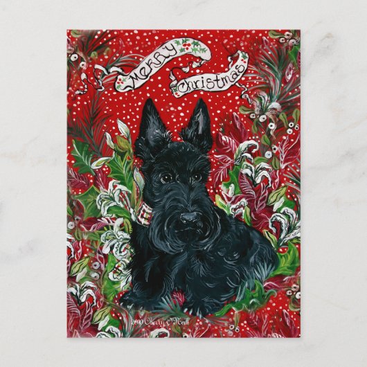 Scottish Terrier Xmas Feestdagenkaart (Voorkant)