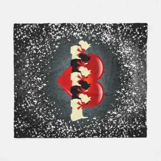 Scottish Terrier, zwart/piepend, hart, sneeuw, zil Fleece Deken (Voorkant (Horizontaal))
