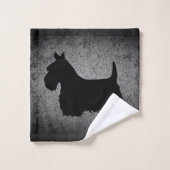 Scottish Terrier, zwart silhouet, graniet zilver Bad Handdoek (Wasdoekje)
