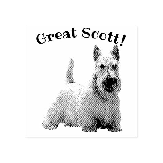 Scottish Terrier, zwart/wit, Great Scott! Rubberstempel (Afrduk)
