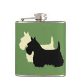 Scottish Terrier zwart/wit silhouet Heupfles (Voorkant)