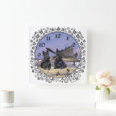 Scottish Terriers bij Eileen Donan Castle Vierkante Klok (Huis)