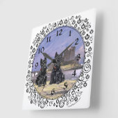 Scottish Terriers bij Eileen Donan Castle Vierkante Klok (Hoek)