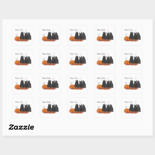 Scottish Terriers Halloween Vierkante Sticker (Vel)