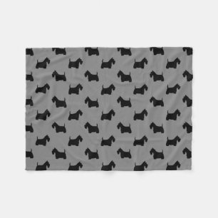 Scottish Terriers Scottie Dog Silhouettes Pattern Fleece Deken