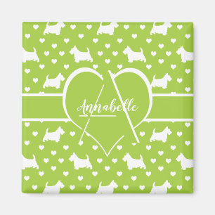 Scottish Terriers (Scottie Dogs) Lime Green Magneet