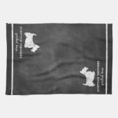 Scottish Terriers Spoiled here Chalkboard Theedoek (Horizontaal)