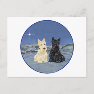 Scottish Terriers Winter Black & Wheaten Briefkaart
