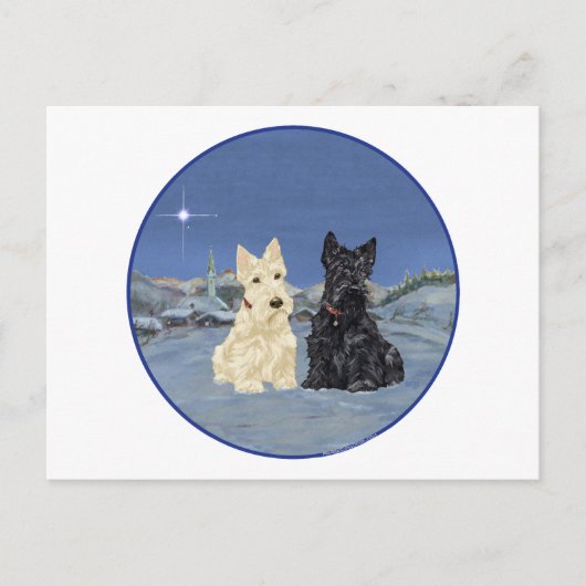 Scottish Terriers Winter Black & Wheaten Briefkaart (Voorkant)