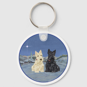 Scottish Terriers Winter Black & Wheaten Sleutelhanger