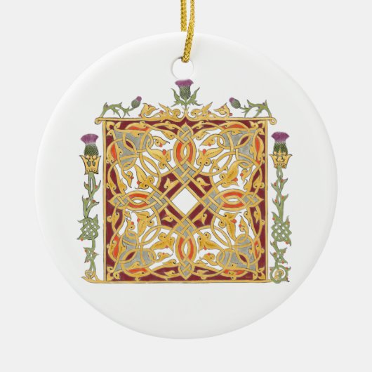 Scottish Thistle and Crown Red & Gold Celtic Knot Keramisch Ornament (Voorkant)