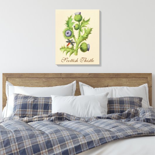 Scottish Thistle Botanical Canvas Afdruk (Insitu (Slaapkamer))