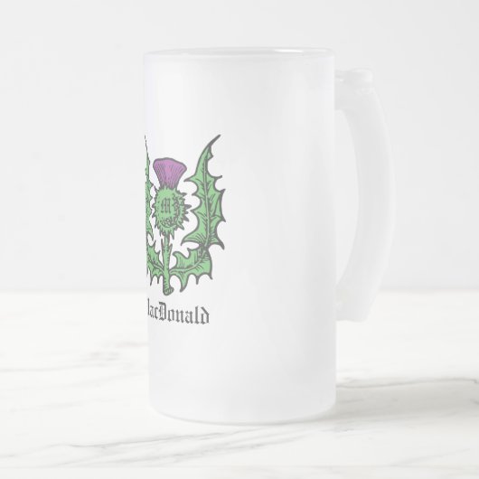 Scottish Thistle Custom Name Matglas Bierpul (Voorkant rechts)