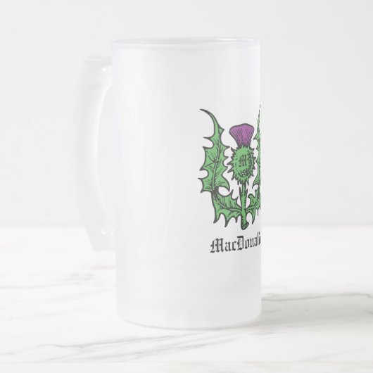 Scottish Thistle Custom Name Matglas Bierpul (Voorkant links)