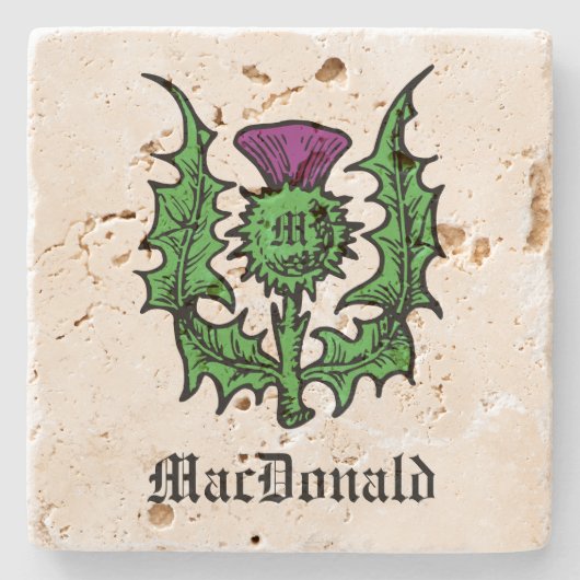 Scottish Thistle Custom Name Stenen Onderzetter (Voorkant)