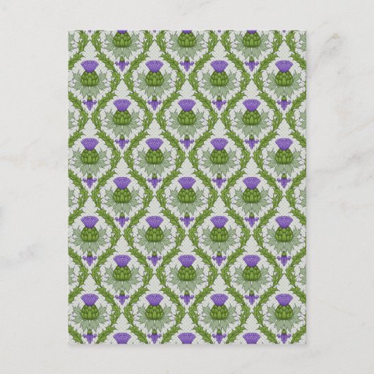 Scottish Thistle Damask Briefkaart (Voorkant)