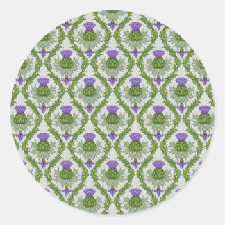 Scottish Thistle Damask Ronde Sticker