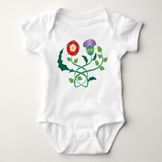 Scottish Thistle en English Roos Baby Bodysuit (Voorkant)