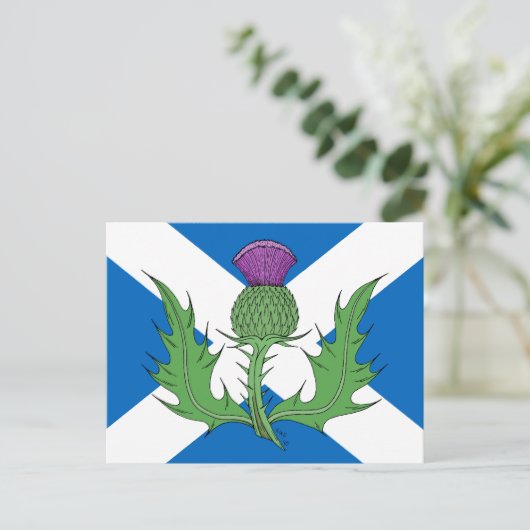 Scottish Thistle en Saltire Briefkaart (Staand voorkant)