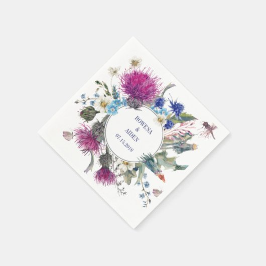 Scottish Thistle Floral bruiloft papieren servette Servetten (Hoek)