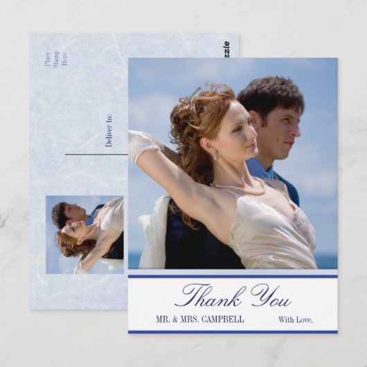 Scottish Thistle Floral Wedding Dank u Briefkaart (Voorkant / Achterkant)