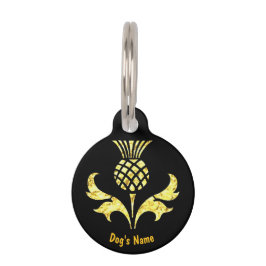 Scottish Thistle Gold Personalize Huisdierpenning