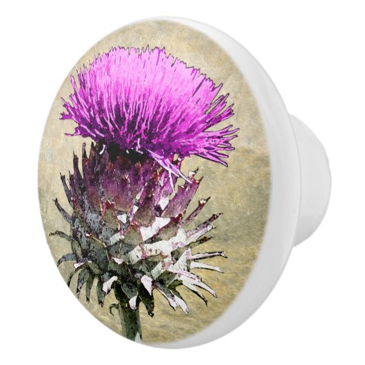 Scottish Thistle Keramische Knop (Rechts)