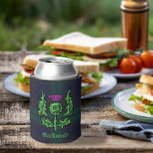 Scottish Thistle on Dark Tartan Custom Name Blikjeskoeler