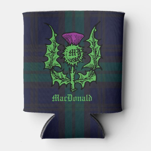 Scottish Thistle on Dark Tartan Custom Name Blikjeskoeler (Voorkant)