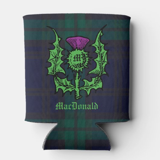 Scottish Thistle on Dark Tartan Custom Name Blikjeskoeler (Achterkant)