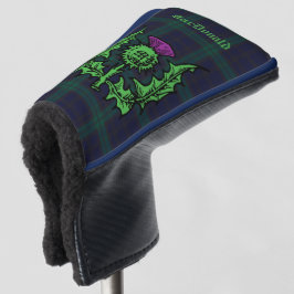 Scottish Thistle on Dark Tartan Custom Name Golfheadcover