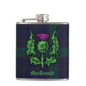 Scottish Thistle on Dark Tartan Custom Name Heupfles (Voorkant)