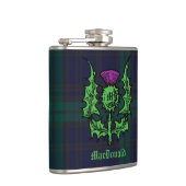 Scottish Thistle on Dark Tartan Custom Name Heupfles (Rechts)
