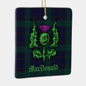 Scottish Thistle on Dark Tartan Custom Name Keramisch Ornament (Rechts)