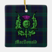 Scottish Thistle on Dark Tartan Custom Name Keramisch Ornament (Voorkant)