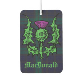Scottish Thistle on Dark Tartan Custom Name Luchtverfrisser