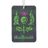 Scottish Thistle on Dark Tartan Custom Name Luchtverfrisser (Achterkant)