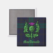 Scottish Thistle on Dark Tartan Custom Name Magneet (Voorkant / Achterkant)