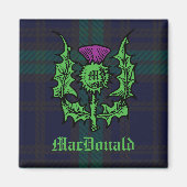 Scottish Thistle on Dark Tartan Custom Name Magneet (Voorkant)