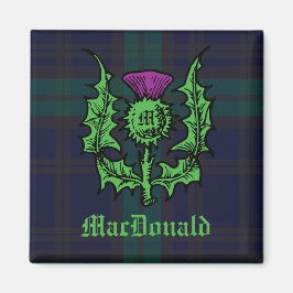 Scottish Thistle on Dark Tartan Custom Name Magneet