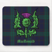 Scottish Thistle on Dark Tartan Custom Name Muismat (Voorkant)