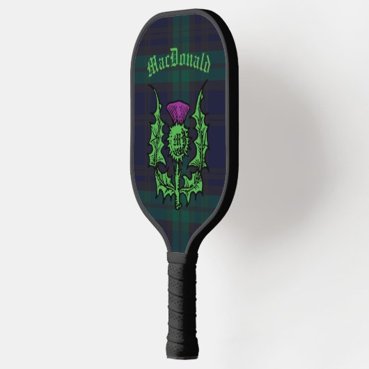 Scottish Thistle on Dark Tartan Custom Name Pickleball Paddle (Links)