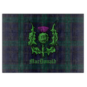 Scottish Thistle on Dark Tartan Custom Name Snijplank (Voorkant)