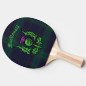 Scottish Thistle on Dark Tartan Custom Name Tafeltennisbatje (Zijkant)