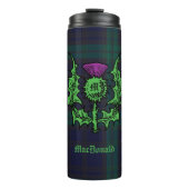 Scottish Thistle on Dark Tartan Custom Name Thermosbeker (Voorkant)