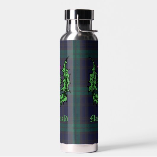 Scottish Thistle on Dark Tartan Custom Name Waterfles (Links)