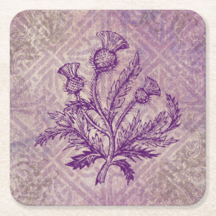 Scottish Thistle Paars Celtic Knot Kartonnen Onderzetters