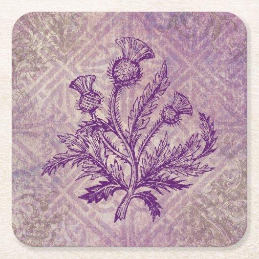 Scottish Thistle Paars Celtic Knot Kartonnen Onderzetters (Voorkant)