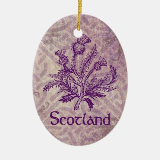 Scottish Thistle Paars Celtic Knot Keramisch Ornament (Voorkant)