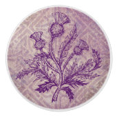 Scottish Thistle Paars Celtic Knot Keramische Knop (Voorkant)